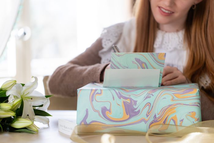 Hand Marbled Gift Wrap and Greeting Cards